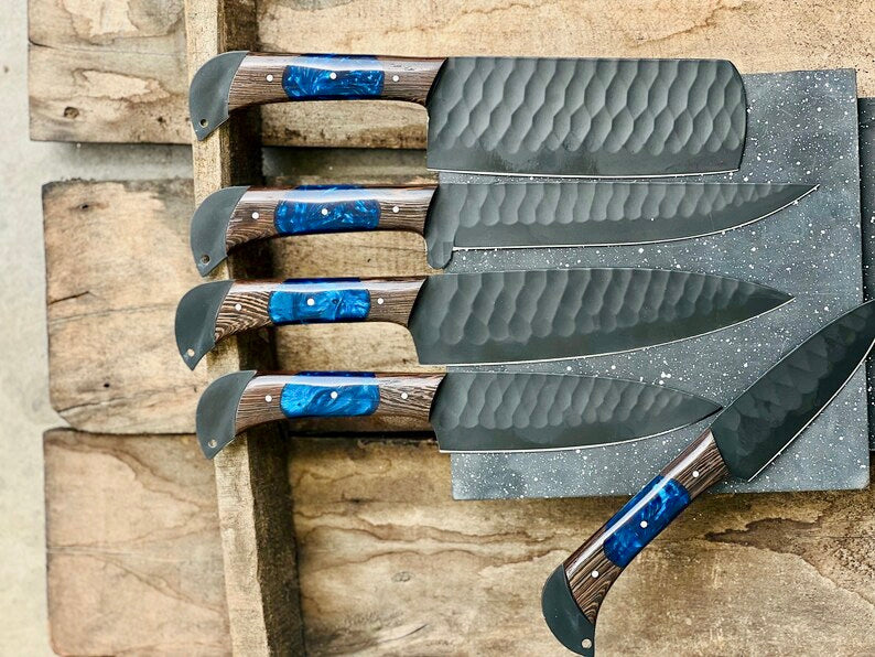 Texan Knives Damascus steel/D2 steel handmade knife chef set/Gift for wife/Girlfriend/Fiancee-wedding Gift-Valentine day gift/Husband Gift/sharp slicer