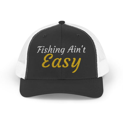 Texas Rigged Tees Fishing Ain't Easy — Embroidered Baseball Cap