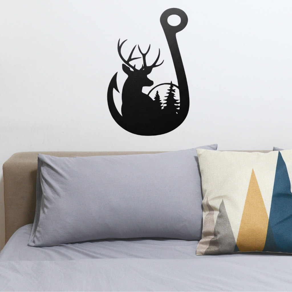 MetalPlex - Deer Fishing Hook - Metal Wall Art