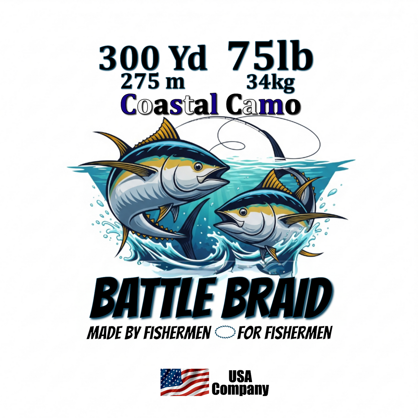 BATTLE BRAID COASTAL CAMO 300YRD SPOOL 8x PE