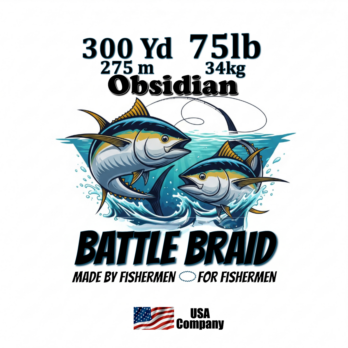 BATTLE BRAID OBSIDIAN 300YRD SPOOL 8x PE