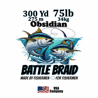 BATTLE BRAID OBSIDIAN 300YRD SPOOL 8x PE