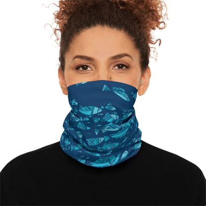 Texas Rigged Tees Deep Blue Schooling Fish — Unisex Neck Gaiter (SPF 50+)