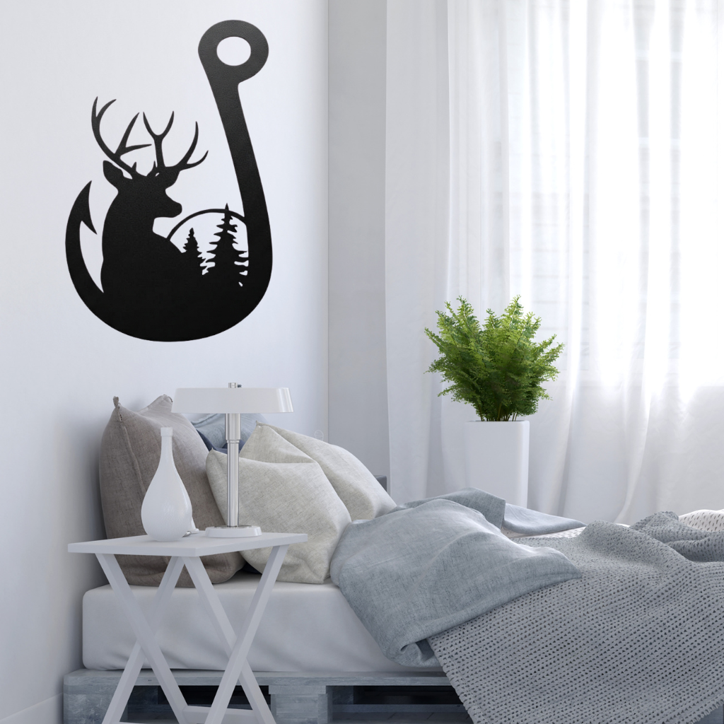 MetalPlex - Deer Fishing Hook - Metal Wall Art