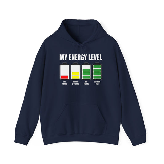 Texas Rigged Tees My Energy Level — Unisex Hooded Sweatshirt
