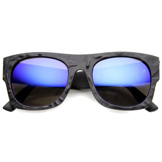 zeroUV Unique Textured Square Flat Top Sunglasses 9866