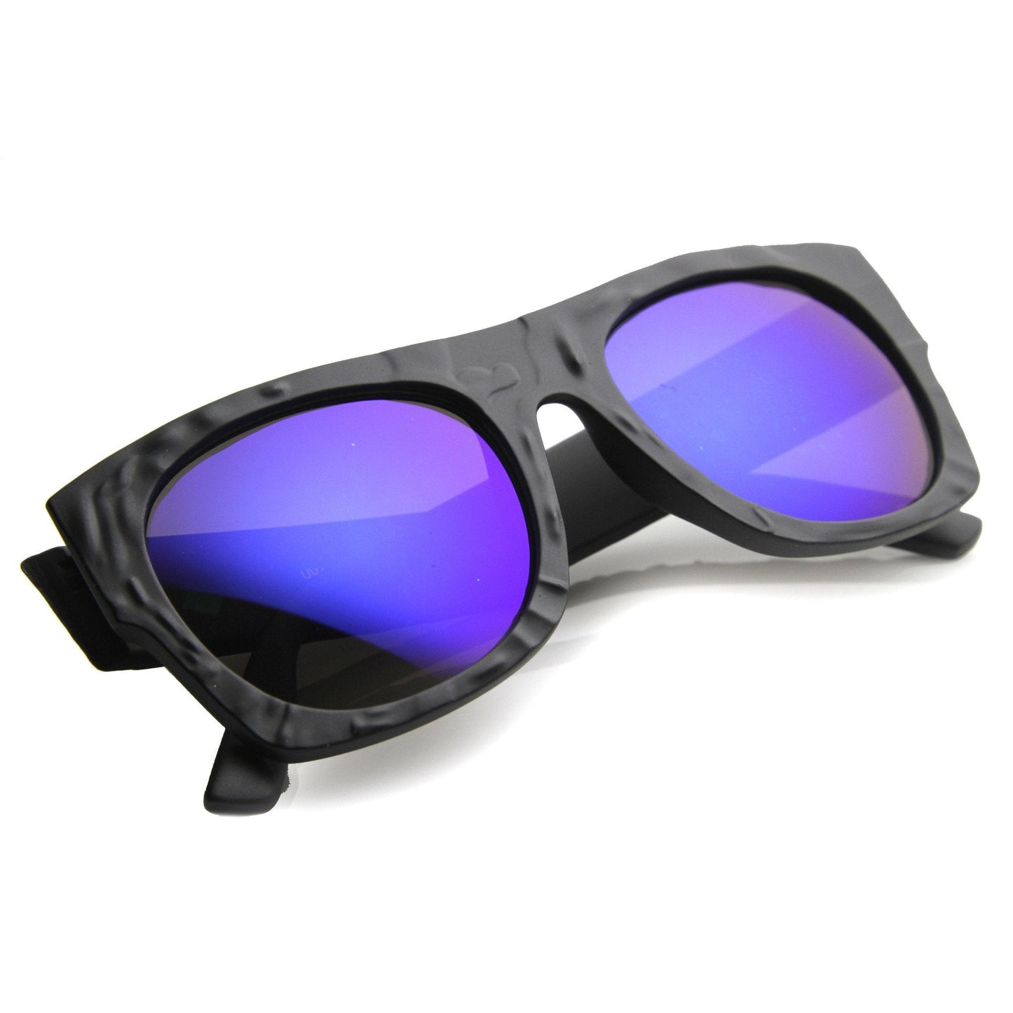 zeroUV Unique Textured Square Flat Top Sunglasses 9866