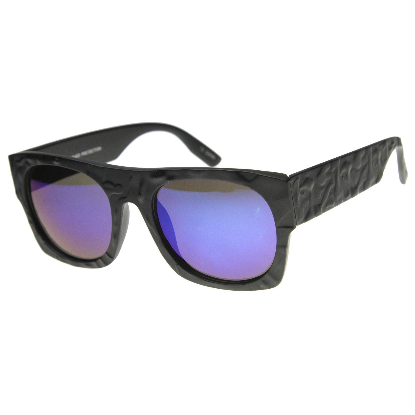 zeroUV Unique Textured Square Flat Top Sunglasses 9866