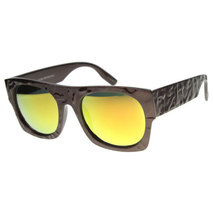 zeroUV Unique Textured Square Flat Top Sunglasses 9866
