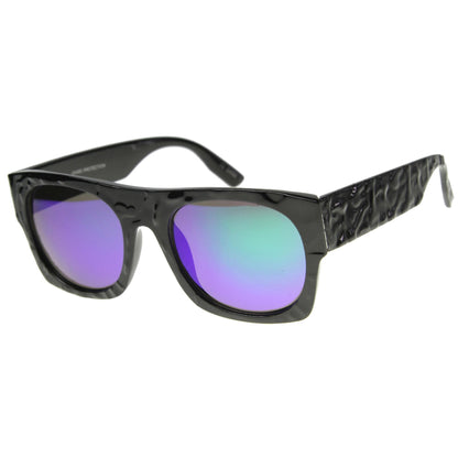 zeroUV Unique Textured Square Flat Top Sunglasses 9866