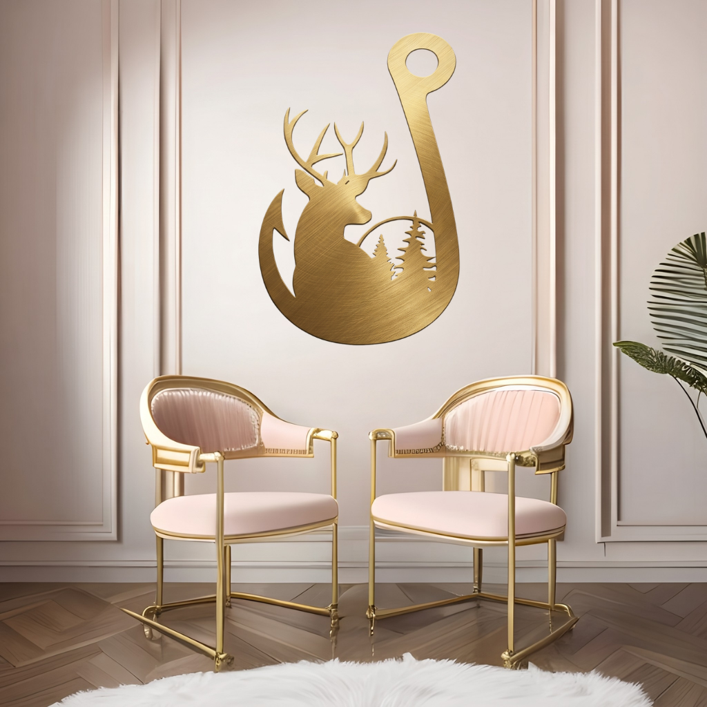 MetalPlex - Deer Fishing Hook - Metal Wall Art