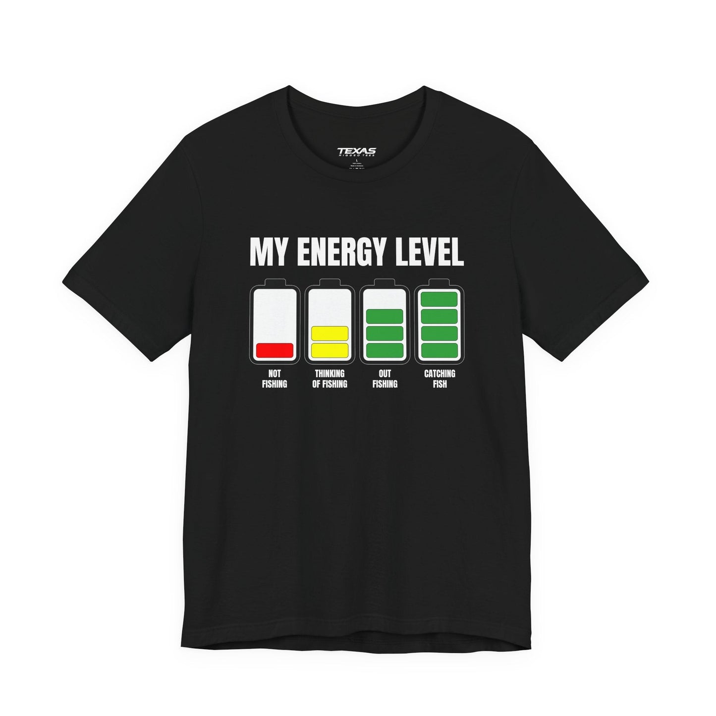Texas Rigged Tees My Energy Level — Unisex Cotton Tee