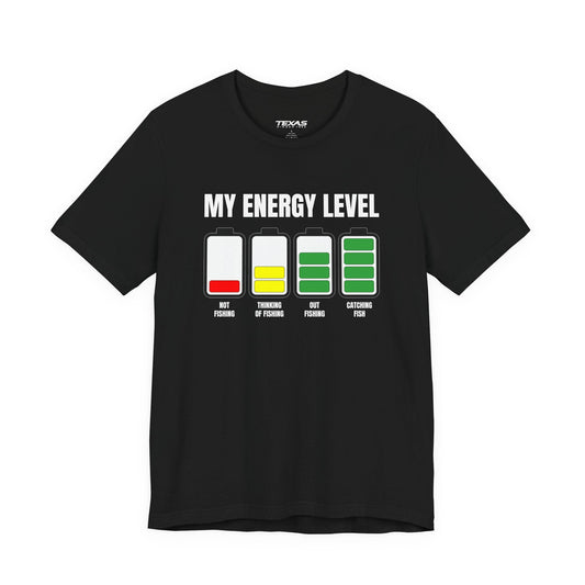Texas Rigged Tees My Energy Level — Unisex Cotton Tee