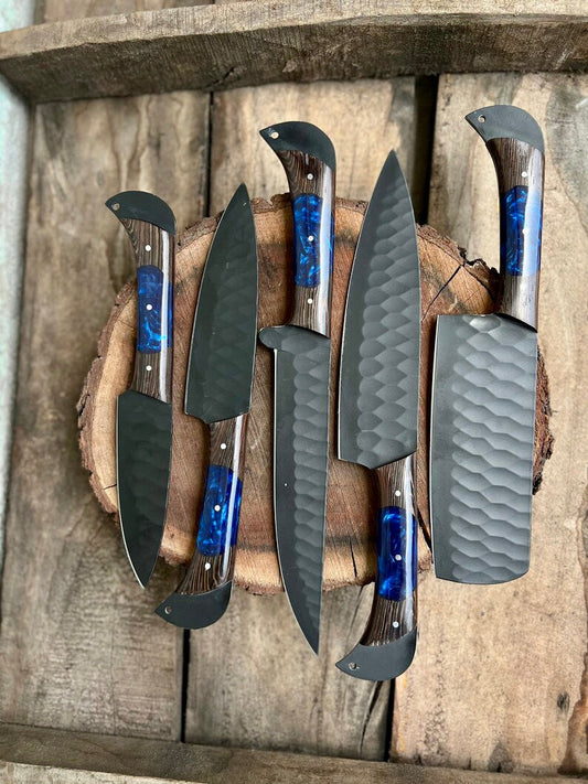 Texan Knives Damascus steel/D2 steel handmade knife chef set/Gift for wife/Girlfriend/Fiancee-wedding Gift-Valentine day gift/Husband Gift/sharp slicer