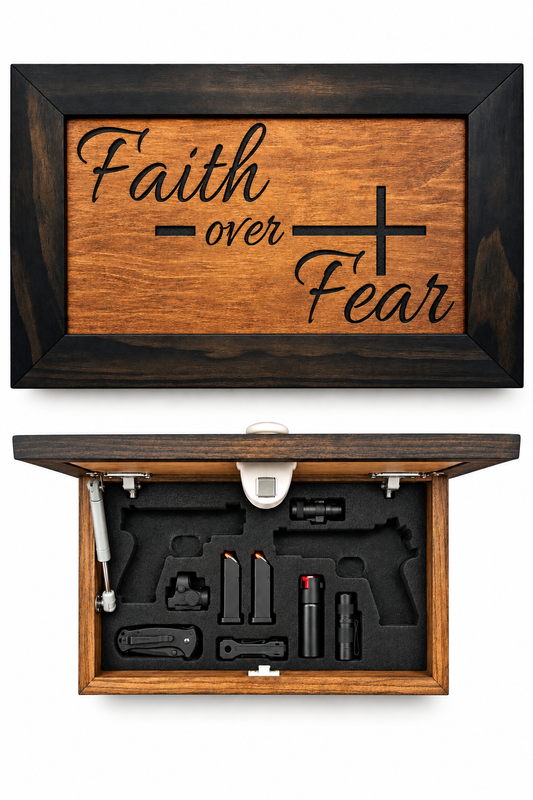 Bellewood Designs - Faith Over Fear Wall-Mounted Secure Gun Cabinet