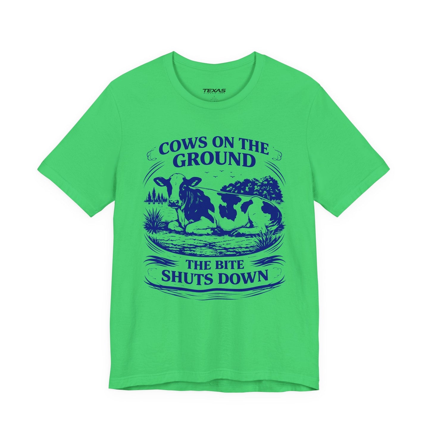 Texas Rigged Tees Cows on the ground, the bite shuts down — Unisex Cotton Tee