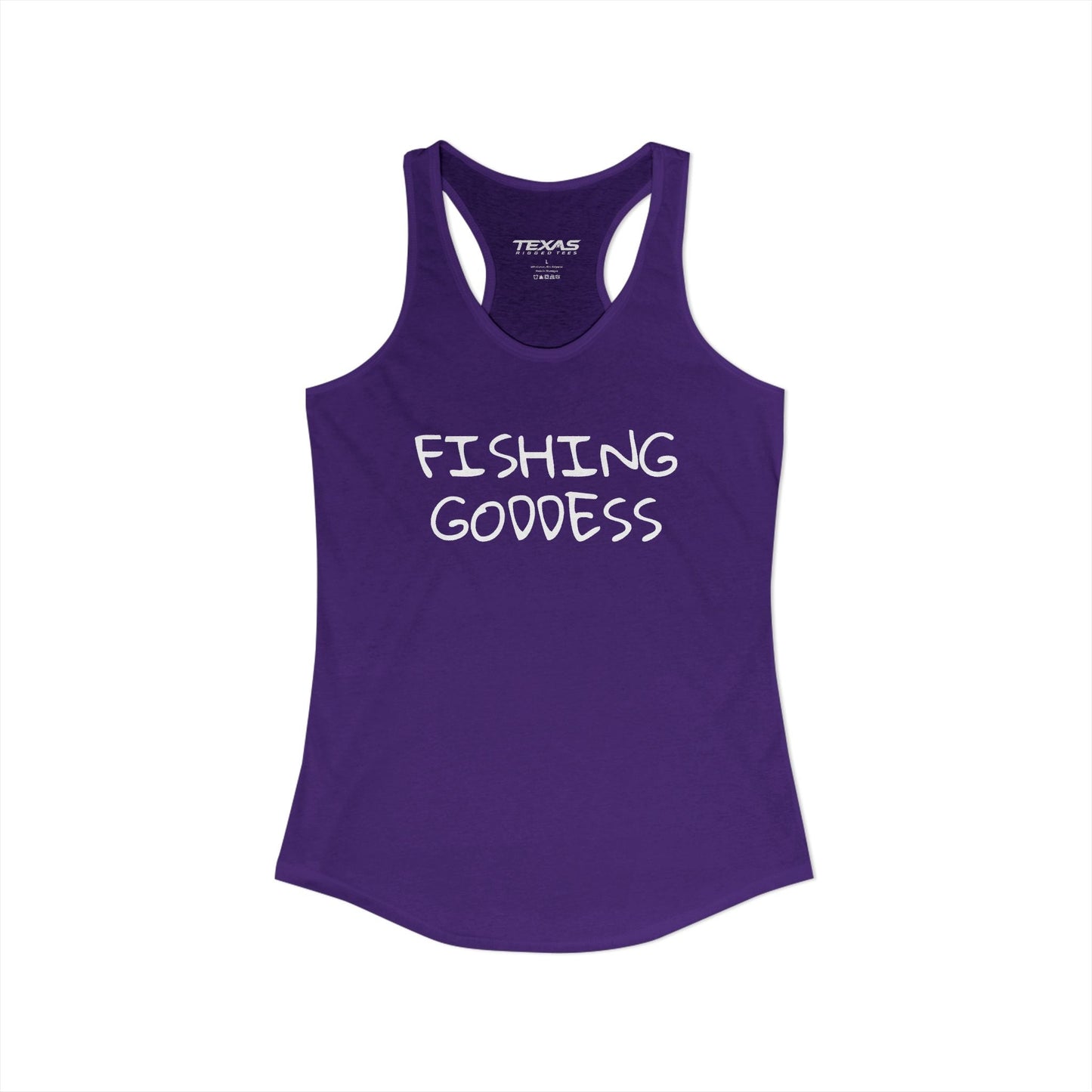 Texas Rigged Tees Fishing Goddess — Women’s Racerback Tank