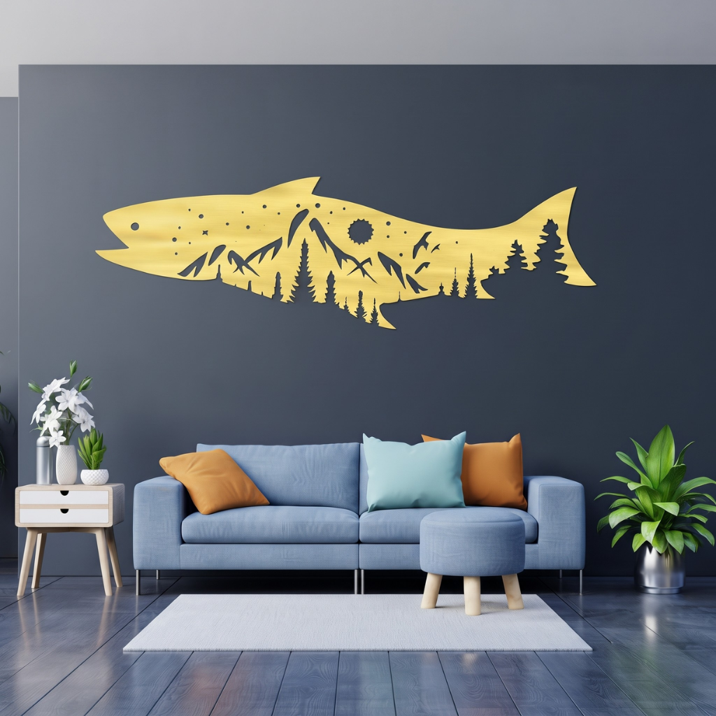 MetalPlex - Salmon Fish Design - Metal Wall Art