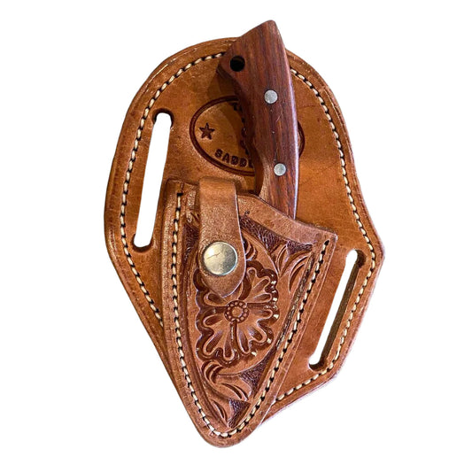 Texas Saddlery Tan Floral Knife Sheath with Knife