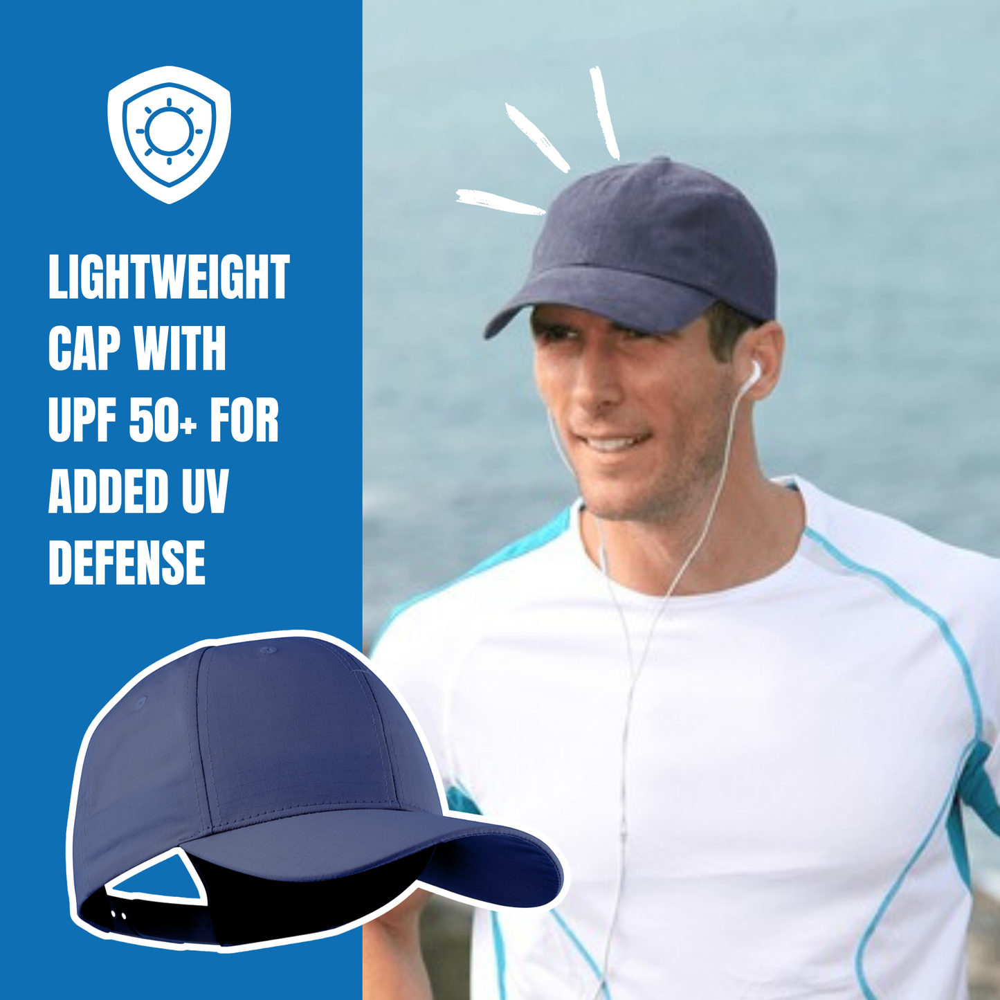 Panther Vision POWERCAP ICE Cooling Baseball Hat – Instant Cooling Relief with Reusable Ice Packs, UPF 50 UV Sun Protection, Lightweight & Breathable for Hot Weather