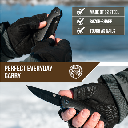 Holtzman's Survival The Peasant Folding Pocket Knife Giftset for Men and Women (Black and Blue)