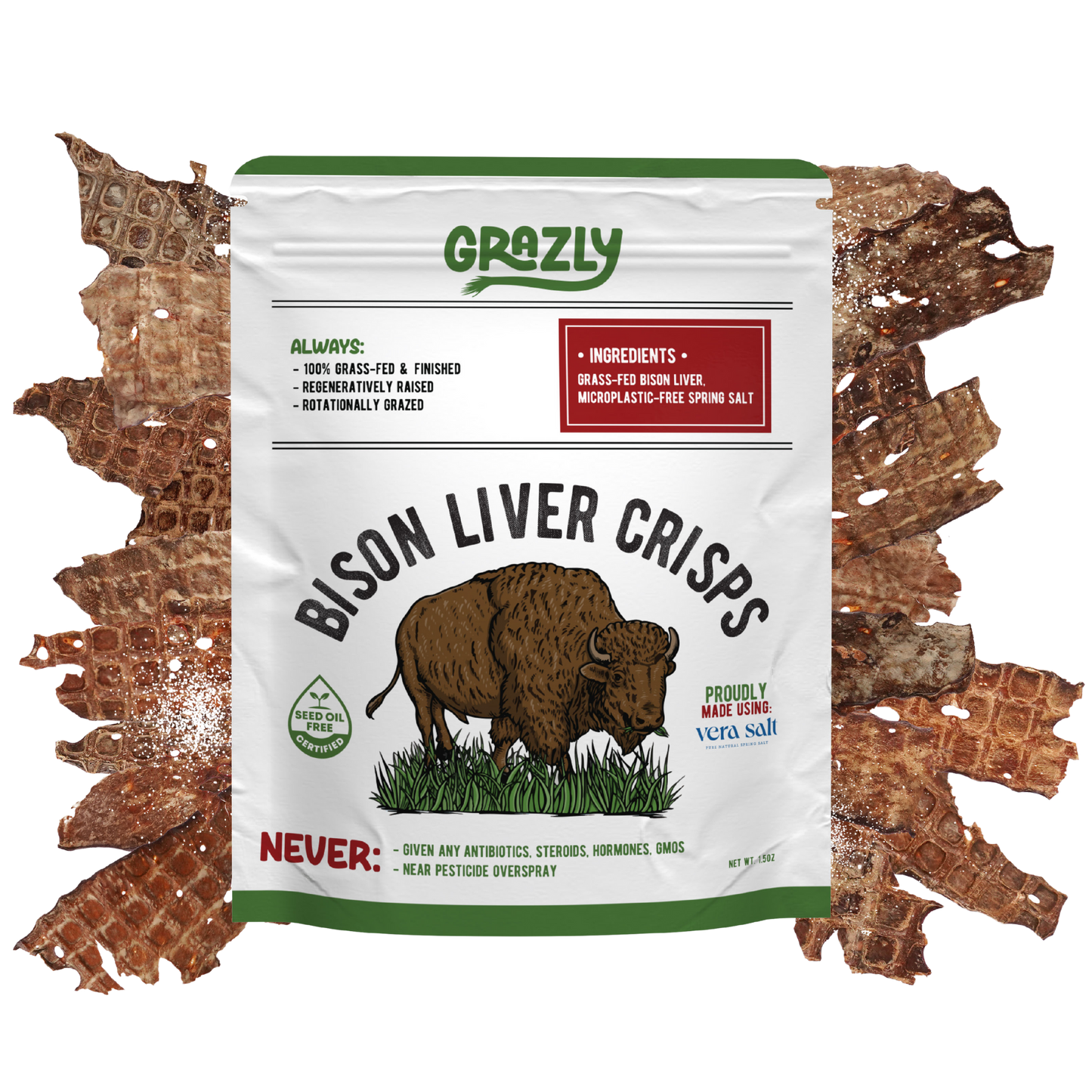 Grazly  Bison Liver Crisps - 100% Grass-Fed/Finished