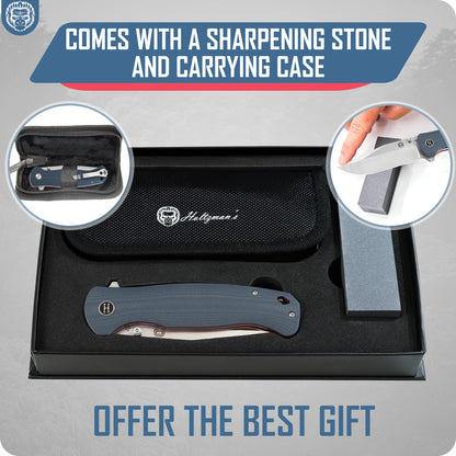 Holtzman's Gorilla Survival The Wrangler Folding Pocket Knife Giftset for Men and Women (Silver and Red)