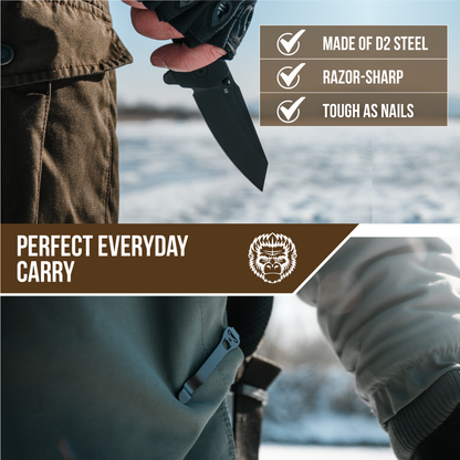 Holtzman's Gorilla Survival The Clip Point Folding Pocket Knife Giftset for Men and Women (Silver and Green)