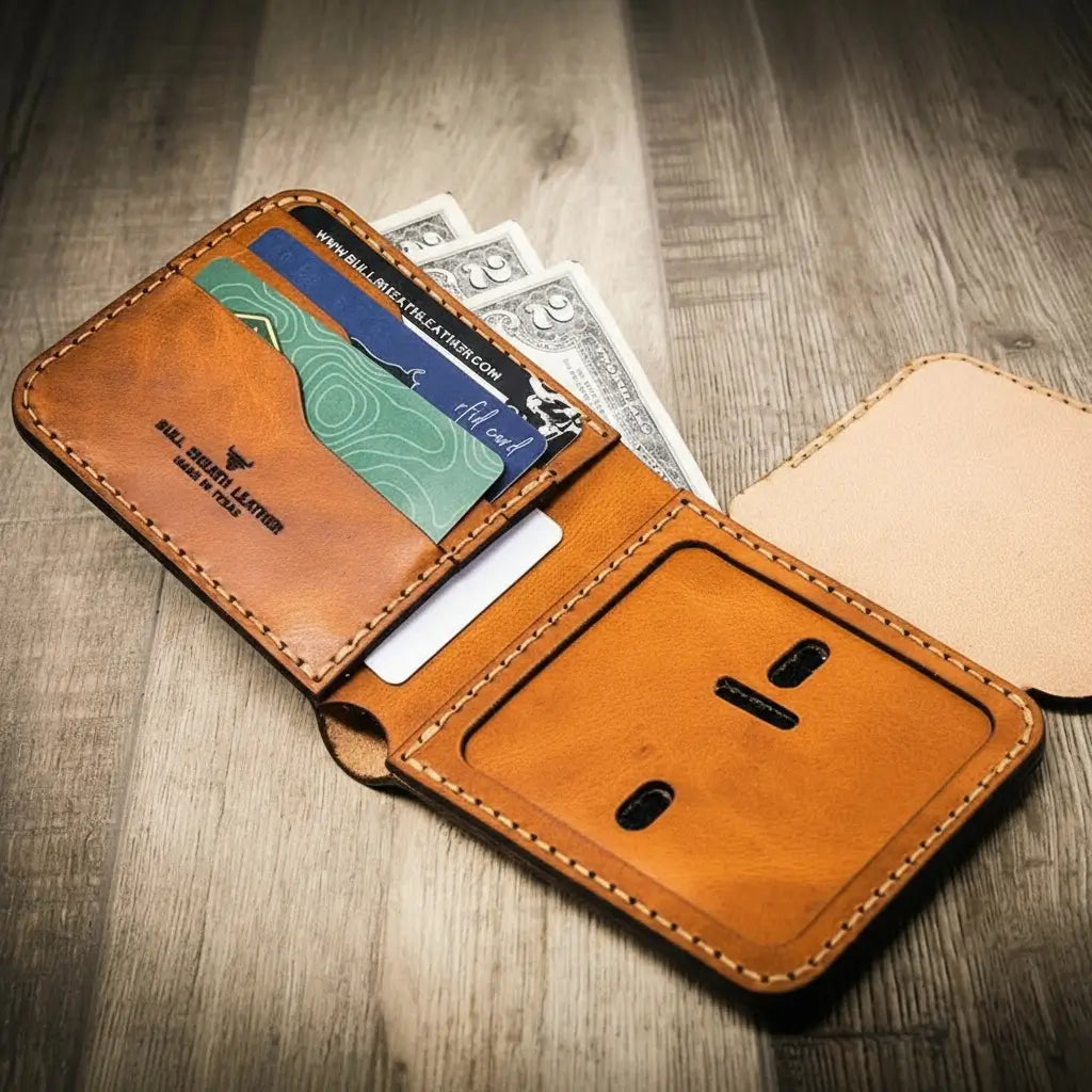 Bull Sheath Leather Badge Bifold Wallet