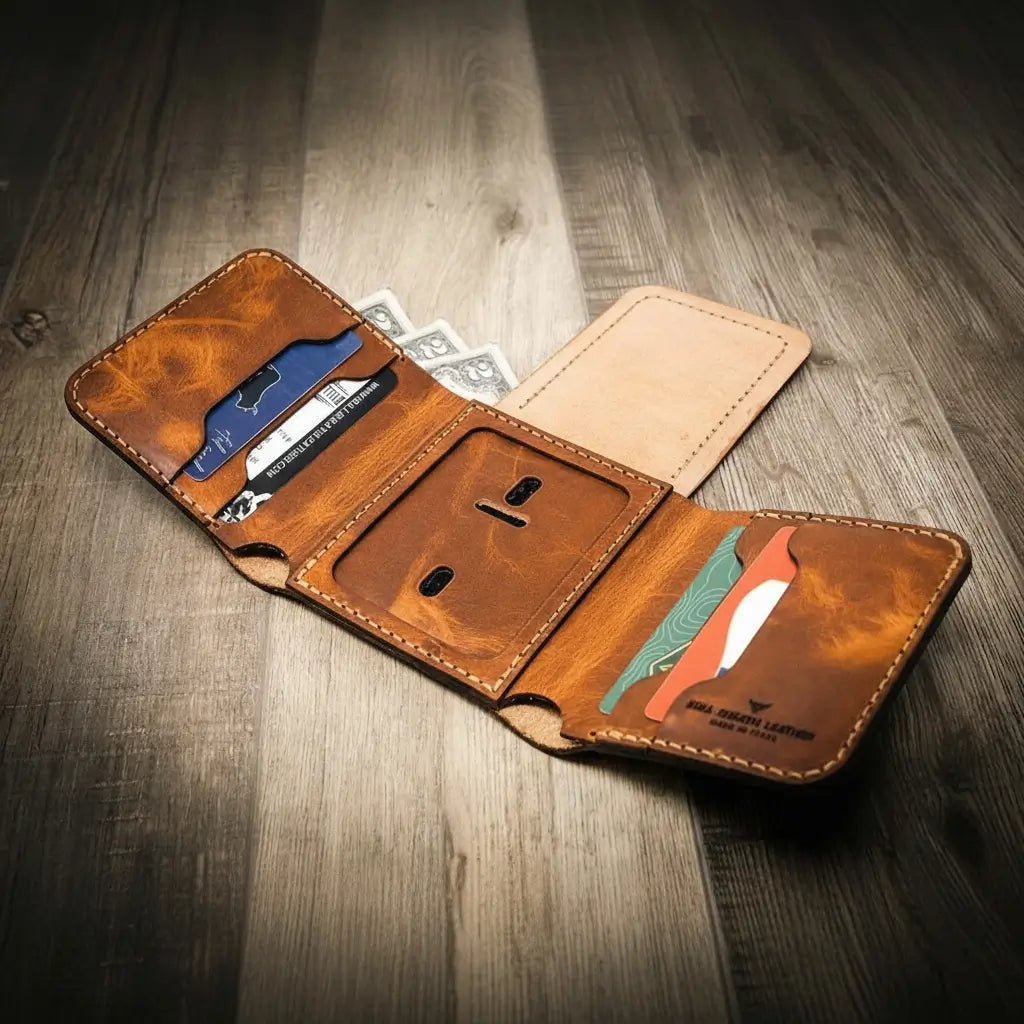 Bull Sheath Leather Badge Trifold Wallet