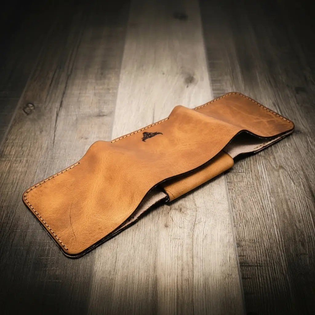 Bull Sheath Leather Badge Trifold Wallet