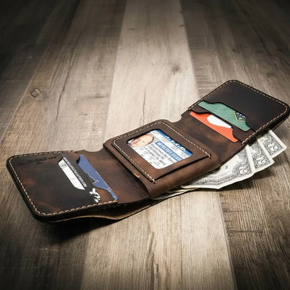 Bull Sheath Leather Badge Trifold Wallet