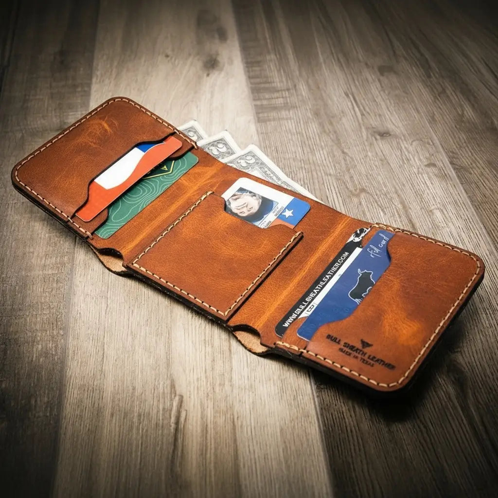 Bull Sheath Leather The Trinity Trifold Wallet