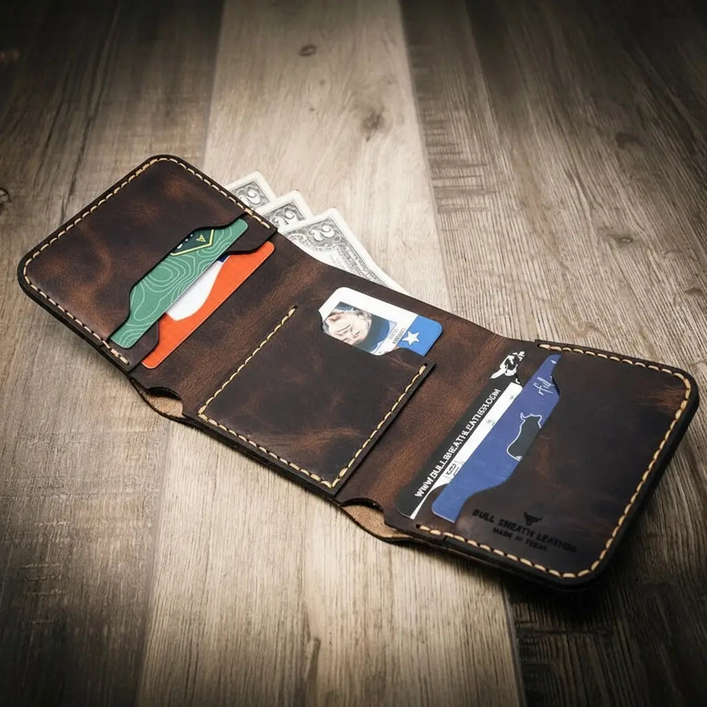 Bull Sheath Leather The Trinity Trifold Wallet