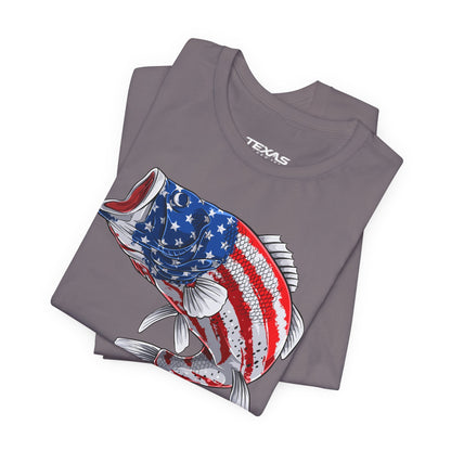 Texas Rigged Tees Patriotic Bass — Unisex Cotton Tee