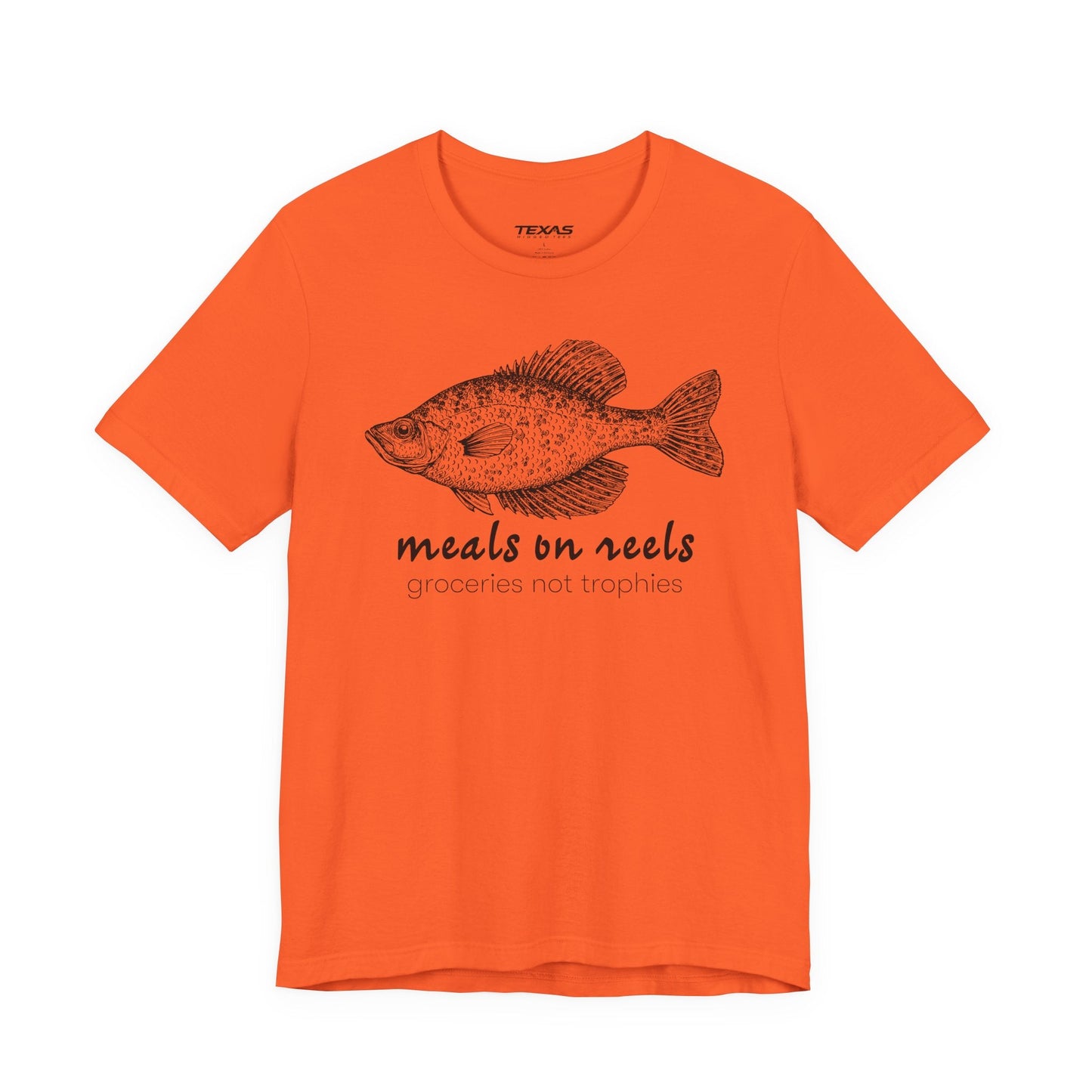 Texas Rigged Tees Meals on Reels: Groceries Not Trophies — Unisex Cotton Tee