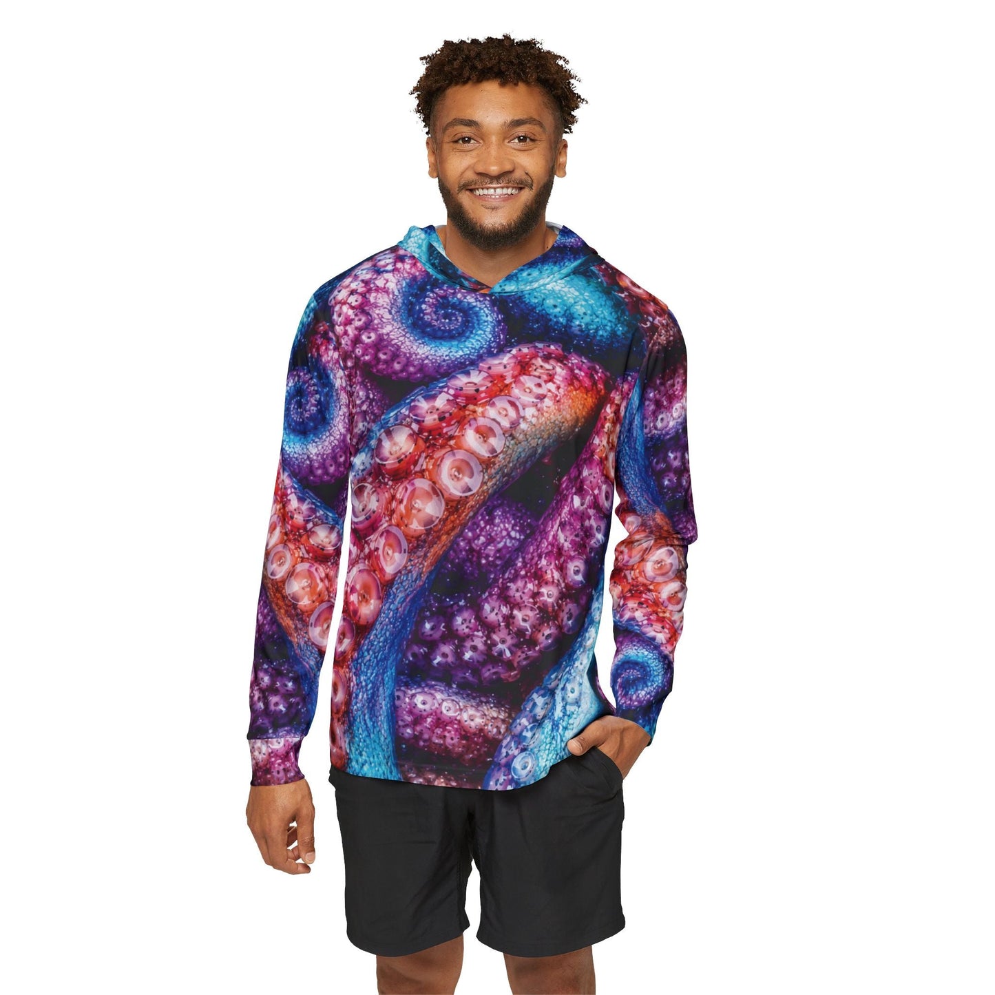 Texas Rigged Tees Colorful Octopus — Unisex Fishing Pullover Hoodie (SPF 50+)