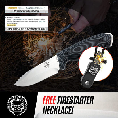 Holtzman's Gorilla Survival "The Silverback" Full Tang D2 Survival Camping Knife Gift Set