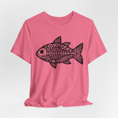 Texas Rigged Tees Mexican Flora Fish Skeleton — Unisex Cotton Tee