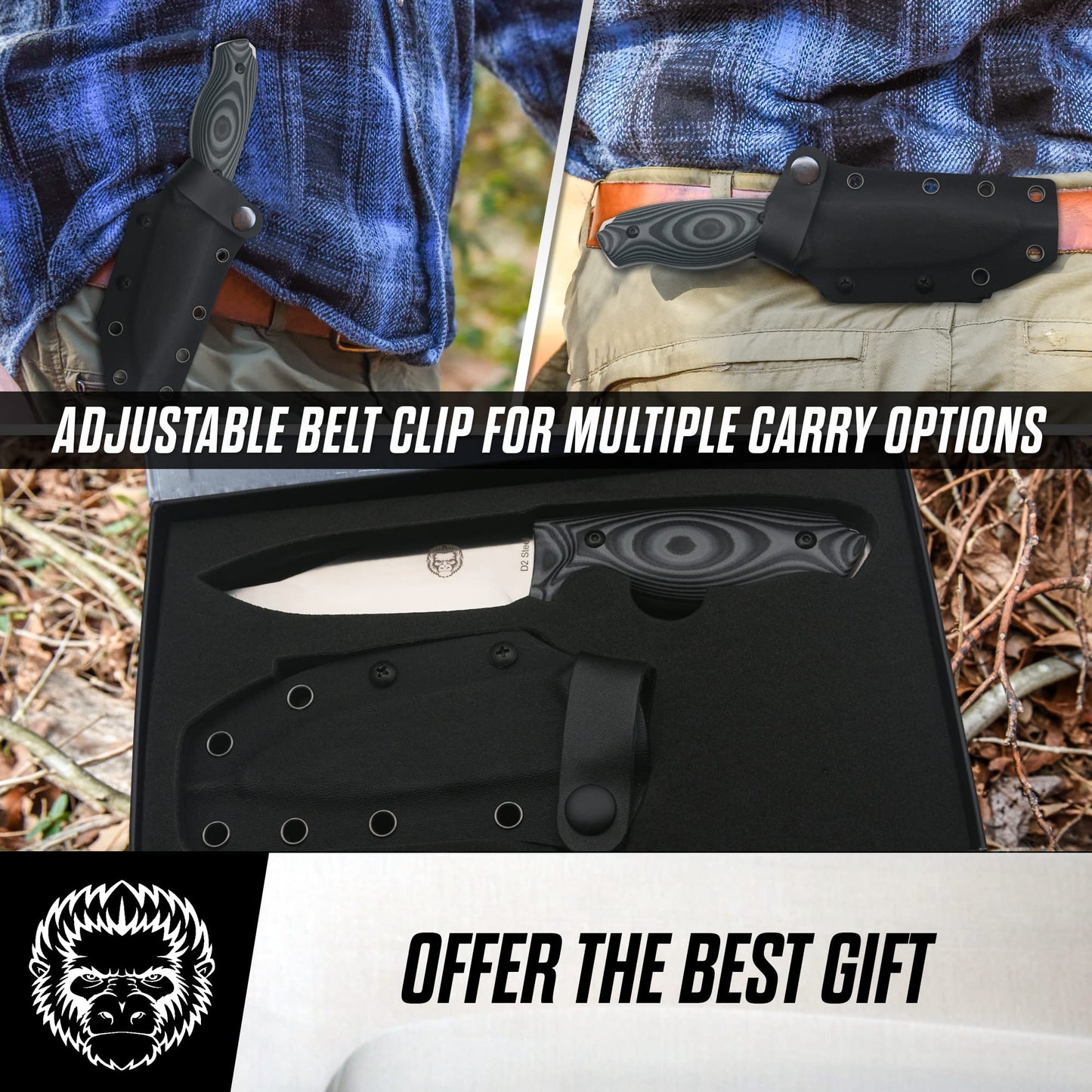 Holtzman's Gorilla Survival The Naked Silverback Survival Knife Giftset for Men