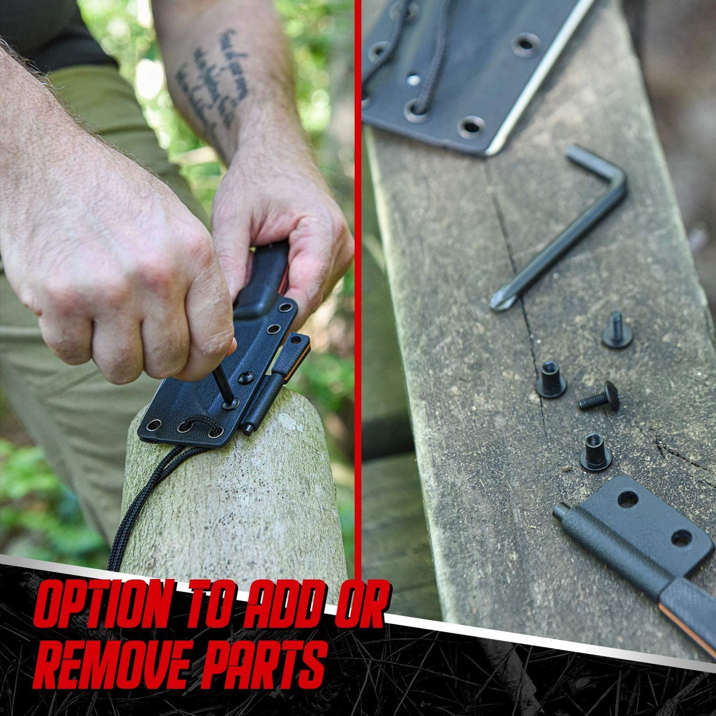 Holtzman's Gorilla Survival "THE REDLINE" FULL TANG SURVIVAL NECK KNIFE WITH G10 HANDLE