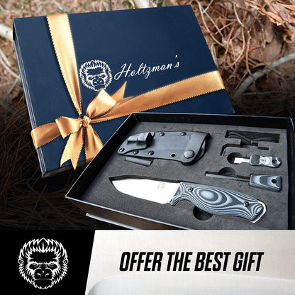 Holtzman's Gorilla Survival "The Silverback" Full Tang D2 Survival Camping Knife Gift Set