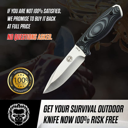 Holtzman's Gorilla Survival "The Silverback" Full Tang D2 Survival Camping Knife Gift Set