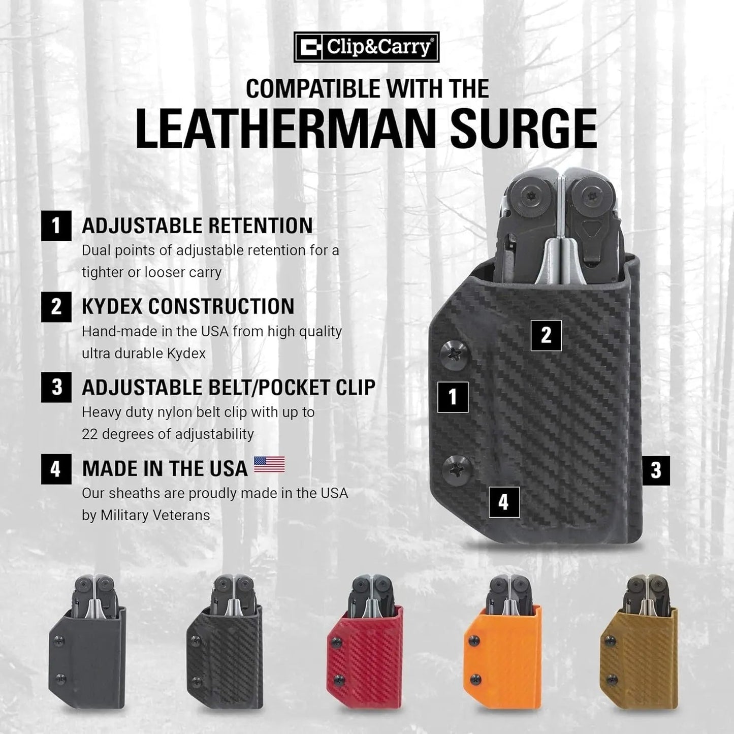 Clip & Carry Kydex Sheath for the Leatherman Surge