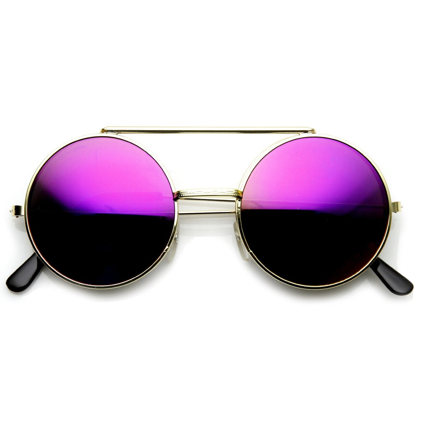 zeroUV Steampunk Mirrored Lens Round Circle Flip Up Frame Sunglasses 8794