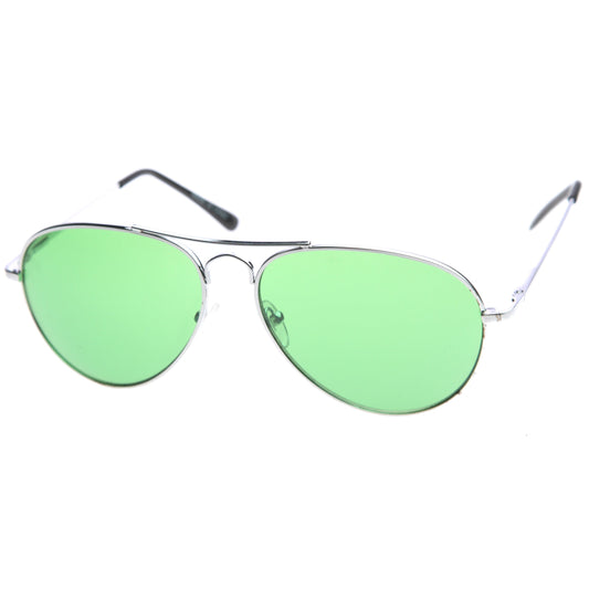 zeroUV Retro Metal Color Tinted Lens Aviator Sunglasses 8405 59mm