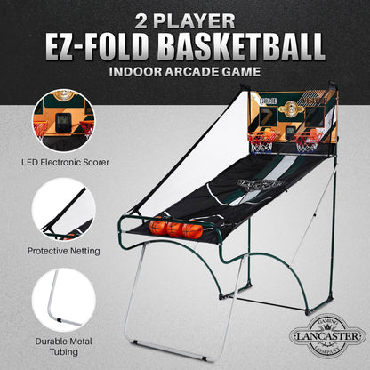 Lancaster Sports EZ-Fold 2 Player Arcade Dual Basketball Hoop Shot Game