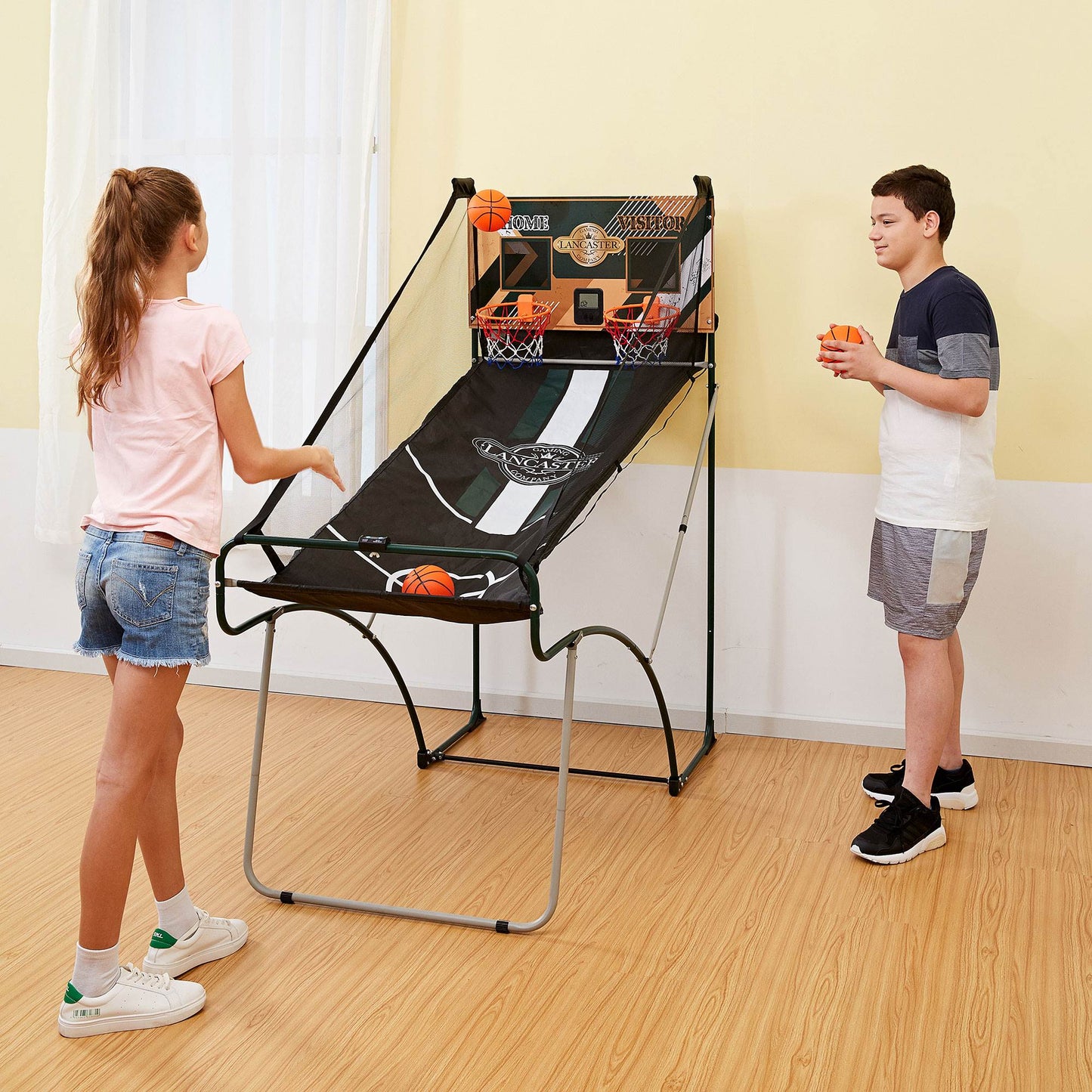 Lancaster Sports EZ-Fold 2 Player Arcade Dual Basketball Hoop Shot Game