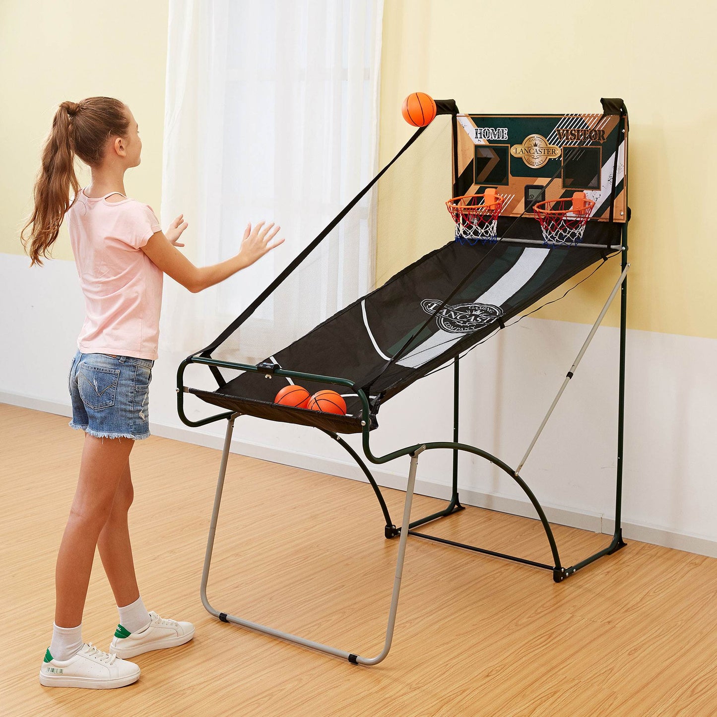 Lancaster Sports EZ-Fold 2 Player Arcade Dual Basketball Hoop Shot Game