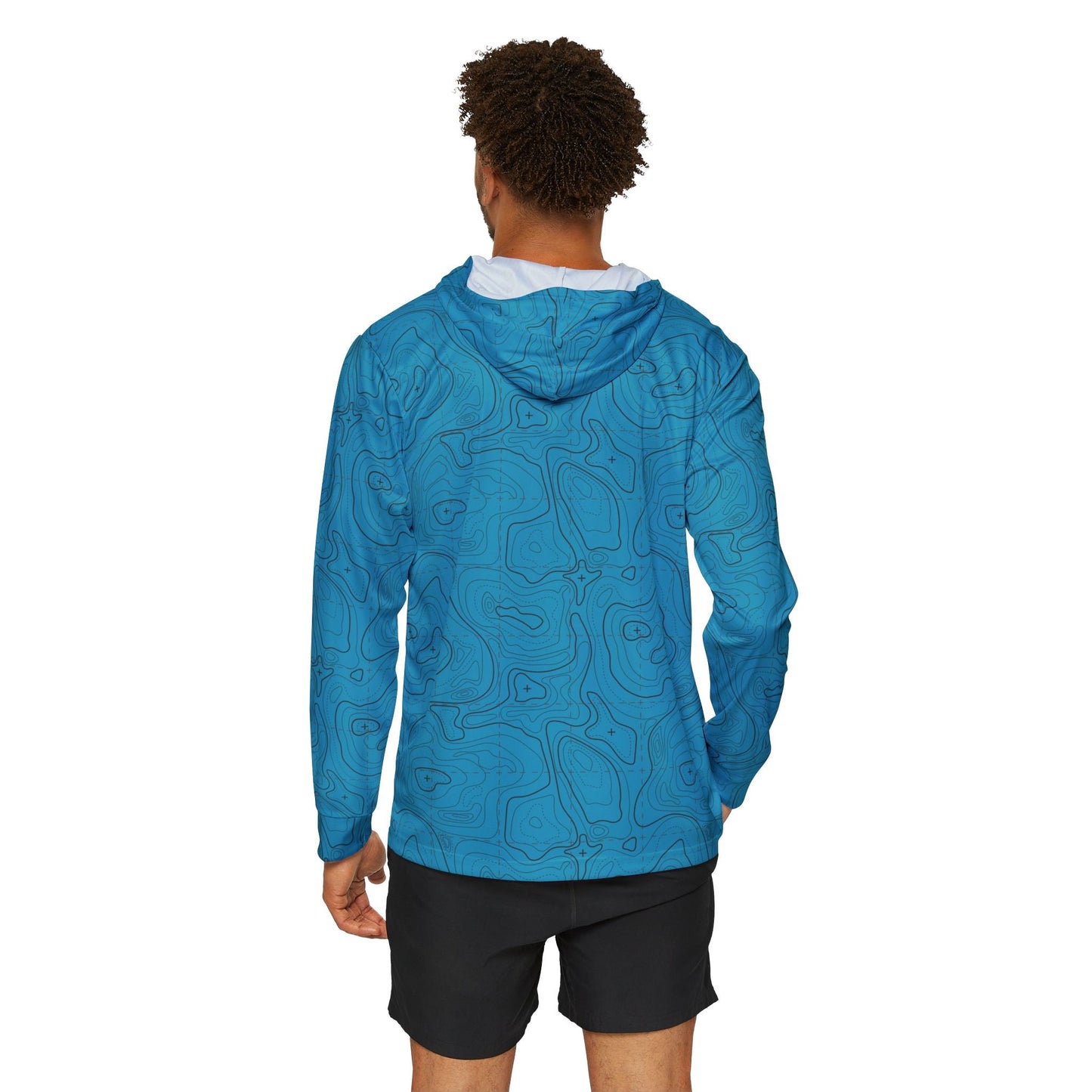 Texas Rigged Tees Topographical Lake Map — Unisex Fishing Pullover Hoodie (SPF 50+)
